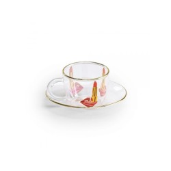 SELETTI Toiletpaper glass coffee set - tongue