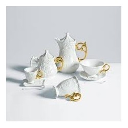SELETTI i-wares coffee set in porcelain with coloured handle gold