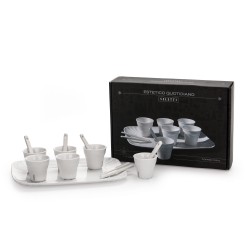 SELETTI coffee set 6 cups + 6 stirrers + 1 tray in porcelain