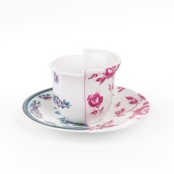 SELETTI Hybrid Porcelain coffee cup + plate  - Leonia