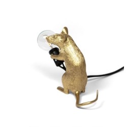 SELETTI Mouse Lamp Gold Sitting/Mac Black Cable