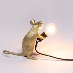 SELETTI Mouse Lamp Gold Sitting/Mac Black Cable